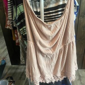 Maurices Pink Pleated Asymmetrical Tank Top